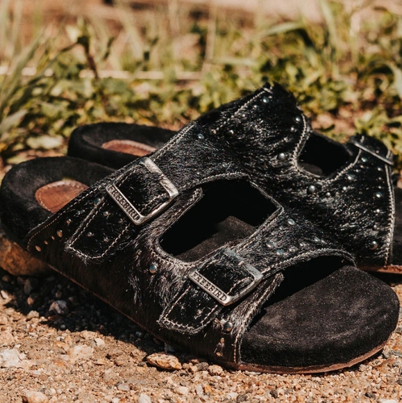 freebird Shoes - Freebird Asher Black Pony Sandals Size 8